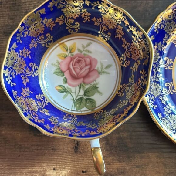 Rare  Vintage Paragon Cup and Saucer Cobalt Blue with Gold Trim - Picture 6 of 11